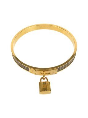 Hermes Kelly Bangle Bracelet Gold Plated Leather